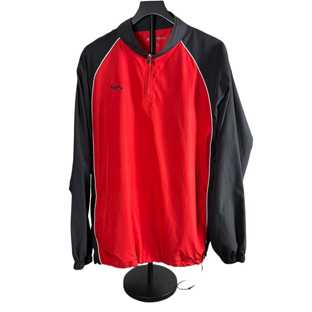 Boombah Mens XL Quarter Zip Windshirt Pullover Red Black Athletic Warm Up Jacket